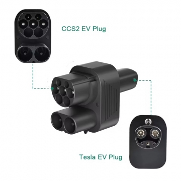 Адаптер-перехідник Beret для заряджання електромобілів CCS2 + Type 2 – Tesla (AC+DC) Адаптер-перехідник Beret для заряджання електромобілів CCS2 + Type 2 – Tesla (AC+DC), для автомобілів Tesla (стандарта NACS, J3400) Tesla Model 3, Tesla Model S, Tesla Model X, Tesla Model Y, для заряджання від зарядних станцій стандарта CCS2 (швидке заряджання постійним струмом), стандарта Type 2 (повільне заряджання змінним струмом), UL94 V-0, IP54, Київ, Киев