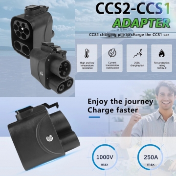 Адаптер-перехідник для заряджання електромобілів CCS2 – CCS1 (DC) Адаптер-перехідник для заряджання електромобілів CCS2 – CCS1 (DC), для автомобілів з гніздом для заряджання CCS1, для заряджання від зарядних станцій стандарта CCS2 (швидке заряджання постійним струмом), 250 Вт, UL94 V-0, IP54, Київ, Киев