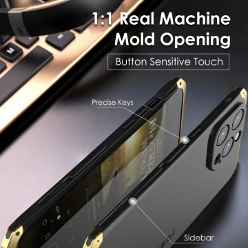 Чехол Element Case Solace (Element Box) для смартфона iPhone 15 Pro Max, противоударный бампер, корпус из поликарбоната, алюминиевые накладки, бампер состоит из трёх частей, скрученных четырьмя винтиками, в комплект входит отвёртка и 2 запасных винтика, резиновые прокладки на внутренней поверхности рамы для защиты корпуса смартфона, встроенные кнопки регулировки громкости, двойное отверстие для крепления ремешка, фабричная упаковка, Киев, Київ