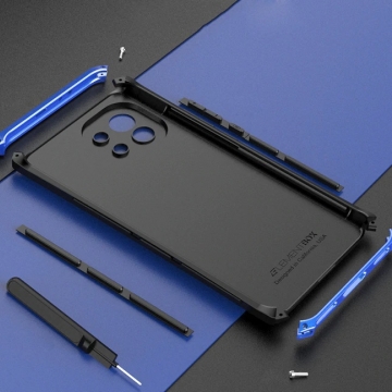 Чехол Element Case Solace (Element Box) для смартфона Xiaomi Mi 11, противоударный бампер, корпус из поликарбоната, алюминиевые накладки, бампер состоит из трёх частей, скрученных четырьмя винтиками, в комплект входит отвёртка и 2 запасных винтика, резиновые прокладки на внутренней поверхности рамы для защиты корпуса смартфона, встроенные кнопки регулировки громкости, двойное отверстие для крепления ремешка, фабричная упаковка, Киев, Київ