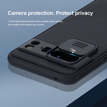 Чехол с защитной шторкой для камеры Nillkin CamShield Pro для смартфона Google Pixel 8 Pro, задняя панель из поликарбоната + рама из термополиуретана, дополнительная защита углов смартфона «воздушными подушками», шторка-слайдер для защиты камеры от механических воздействий, накладки на кнопки регулировки громкости, чёрный, синий, зелёный, Киев, Київ