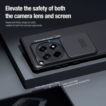 Чохол із захисною шторкою для камери Nillkin CamShield Pro для OnePlus 12R / OnePlus Ace 3 Чохол із захисною шторкою для камери Nillkin CamShield Pro для OnePlus 12R / OnePlus Ace 3, задня панель з полікарбоната + рама з термополіуретана, захист кутів смартфона «повітряними подушками», накладки на кнопки живлення та регулювання гучності, шторка-слайдер для захисту камери від механічного впливу, Київ, Киев