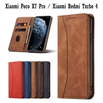 Чохол-книжка для Xiaomi Poco X7 Pro / Xiaomi Redmi Turbo 4 Чохол-книжка для смартфона Xiaomi Poco X7 Pro / Xiaomi Redmi Turbo 4, горизонтальний фліп, штучна шкіра + накладка з термополіуретана, вбудовані магніти для фіксації чохла в закритому стані, два відділення для платіжних карт / візитівок, відділення для готівки, накладка на кнопки живлення і регулювання гучності, можливість трансформації чохла в підставку для перегляду відео, подвійний отвір для кріплення ремінця, Київ, Киев