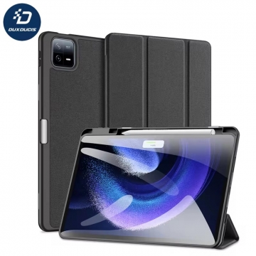 Чохол-книжка Dux Ducis (серія Domo) для Xiaomi Pad 6 / Xiaomi Pad 6 Pro, горизонтальний фліп, штучна шкіра, термополіуретан, ПВХ, мікрофайбер, захист кутів планшета «повітряними подушками», магнітне тримання чохла в закритому стані, смарт-чохол (екран вмикається при відкритті чохла і вимикається при закритті), 2 режими складання чохла, відділення для зберігання стилуса, металевий шильд «Dux Ducis» на лицьовому боці, чорний, синій, рожевий, Київ, Киев