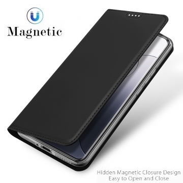 Чехол-книжка Dux Ducis Skin Pro для смартфона Xiaomi 14 Pro, горизонтальный флип, искусственная кожа, накладка из термополиуретана, встроенные магниты для фиксации чехла в закрытом и открытом состоянии, отделение для платёжных карт / визиток, возможность трансформации чехла в подставку для просмотра видео, чёрный, синий, золотой, розовый, Киев, Київ