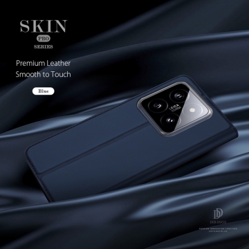 Чехол-книжка Dux Ducis Skin Pro для смартфона Xiaomi 14 Pro, горизонтальный флип, искусственная кожа, накладка из термополиуретана, встроенные магниты для фиксации чехла в закрытом и открытом состоянии, отделение для платёжных карт / визиток, возможность трансформации чехла в подставку для просмотра видео, чёрный, синий, золотой, розовый, Киев, Київ