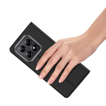 Чехол-книжка Dux Ducis Skin Pro для смартфона Xiaomi 14T Pro, горизонтальный флип, искусственная кожа, накладка из термополиуретана, встроенные магниты для фиксации чехла в закрытом и открытом состоянии, отделение для платёжных карт / визиток, возможность трансформации чехла в подставку для просмотра видео, чёрный, синий, золотой, розовый, Киев, Київ