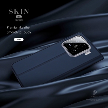 Чехол-книжка Dux Ducis Skin Pro для смартфона Xiaomi 15, горизонтальный флип, искусственная кожа, накладка из термополиуретана, встроенные магниты для фиксации чехла в закрытом и открытом состоянии, отделение для платёжных карт / визиток, возможность трансформации чехла в подставку для просмотра видео, чёрный, синий, золотой, розовый, Киев, Київ