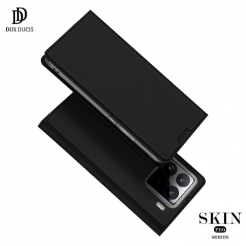Чехол-книжка Dux Ducis Skin Pro для смартфона Xiaomi 15 Pro, горизонтальный флип, искусственная кожа, накладка из термополиуретана, встроенные магниты для фиксации чехла в закрытом и открытом состоянии, отделение для платёжных карт / визиток, возможность трансформации чехла в подставку для просмотра видео, чёрный, синий, золотой, розовый, Киев, Київ