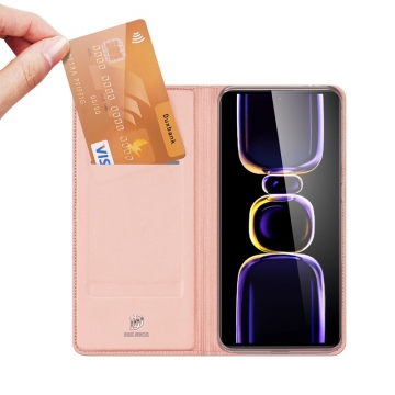 Чехол-книжка Dux Ducis Skin Pro для смартфона Xiaomi Poco F5 Pro / Xiaomi Redmi K60 / Xiaomi Redmi K60 Pro, горизонтальный флип, искусственная кожа, накладка из термополиуретана, встроенные магниты для фиксации чехла в закрытом и открытом состоянии, отделение для платёжных карт / визиток, возможность трансформации чехла в подставку для просмотра видео, чёрный, синий, золотой, розовый, Киев, Київ