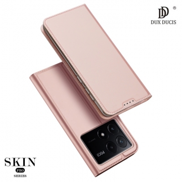 Чехол-книжка Dux Ducis Skin Pro для смартфона Xiaomi Poco X6 Pro / Xiaomi Redmi K70E, горизонтальный флип, искусственная кожа, накладка из термополиуретана, встроенные магниты для фиксации чехла в закрытом и открытом состоянии, отделение для платёжных карт / визиток, возможность трансформации чехла в подставку для просмотра видео, чёрный, синий, золотой, розовый, Киев, Київ