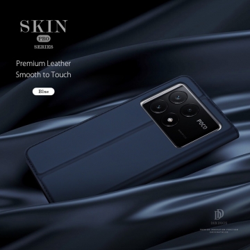 Чехол-книжка Dux Ducis Skin Pro для смартфона Xiaomi Poco X6 Pro / Xiaomi Redmi K70E, горизонтальный флип, искусственная кожа, накладка из термополиуретана, встроенные магниты для фиксации чехла в закрытом и открытом состоянии, отделение для платёжных карт / визиток, возможность трансформации чехла в подставку для просмотра видео, чёрный, синий, золотой, розовый, Киев, Київ