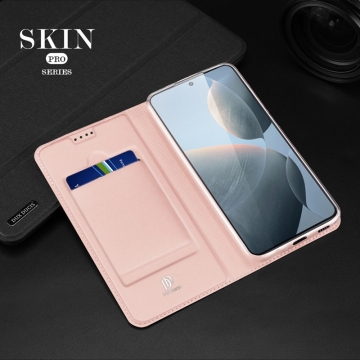 Чехол-книжка Dux Ducis Skin Pro для смартфона Xiaomi Poco X6 Pro / Xiaomi Redmi K70E, горизонтальный флип, искусственная кожа, накладка из термополиуретана, встроенные магниты для фиксации чехла в закрытом и открытом состоянии, отделение для платёжных карт / визиток, возможность трансформации чехла в подставку для просмотра видео, чёрный, синий, золотой, розовый, Киев, Київ