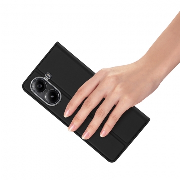 Чехол-книжка Dux Ducis Skin Pro для смартфона Xiaomi Poco X7 Pro / Xiaomi Redmi Turbo 4, горизонтальный флип, искусственная кожа, накладка из термополиуретана, встроенные магниты для фиксации чехла в закрытом и открытом состоянии, отделение для платёжных карт / визиток, возможность трансформации чехла в подставку для просмотра видео, чёрный, синий, золотой, розовый, Киев, Київ