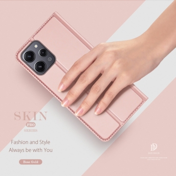 Чехол-книжка Dux Ducis Skin Pro для смартфона Xiaomi Redmi 12 / Xiaomi Redmi Note 12R, горизонтальный флип, искусственная кожа, накладка из термополиуретана, встроенные магниты для фиксации чехла в закрытом и открытом состоянии, отделение для платёжных карт / визиток, возможность трансформации чехла в подставку для просмотра видео, чёрный, синий, золотой, розовый, Киев, Київ