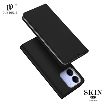 Чехол-книжка Dux Ducis Skin Pro для смартфона Xiaomi Redmi 13C / Xiaomi Poco C65, горизонтальный флип, искусственная кожа, накладка из термополиуретана, встроенные магниты для фиксации чехла в закрытом и открытом состоянии, отделение для платёжных карт / визиток, возможность трансформации чехла в подставку для просмотра видео, чёрный, синий, золотой, розовый, Киев, Київ