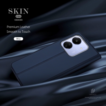 Чехол-книжка Dux Ducis Skin Pro для смартфона Xiaomi Redmi 13C / Xiaomi Poco C65, горизонтальный флип, искусственная кожа, накладка из термополиуретана, встроенные магниты для фиксации чехла в закрытом и открытом состоянии, отделение для платёжных карт / визиток, возможность трансформации чехла в подставку для просмотра видео, чёрный, синий, золотой, розовый, Киев, Київ