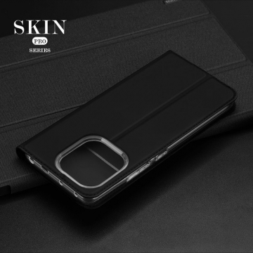 Чехол-книжка Dux Ducis Skin Pro для смартфона Xiaomi Redmi Note 13 4G, горизонтальный флип, искусственная кожа, накладка из термополиуретана, встроенные магниты для фиксации чехла в закрытом и открытом состоянии, отделение для платёжных карт / визиток, возможность трансформации чехла в подставку для просмотра видео, чёрный, синий, золотой, розовый, Киев, Київ