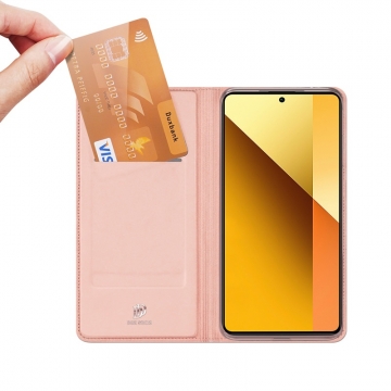 Чехол-книжка Dux Ducis Skin Pro для смартфона Xiaomi Redmi Note 13 5G, горизонтальный флип, искусственная кожа, накладка из термополиуретана, встроенные магниты для фиксации чехла в закрытом и открытом состоянии, отделение для платёжных карт / визиток, возможность трансформации чехла в подставку для просмотра видео, чёрный, синий, золотой, розовый, Киев, Київ