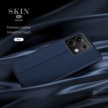 Чехол-книжка Dux Ducis Skin Pro для смартфона Xiaomi Redmi Note 13 5G, горизонтальный флип, искусственная кожа, накладка из термополиуретана, встроенные магниты для фиксации чехла в закрытом и открытом состоянии, отделение для платёжных карт / визиток, возможность трансформации чехла в подставку для просмотра видео, чёрный, синий, золотой, розовый, Киев, Київ