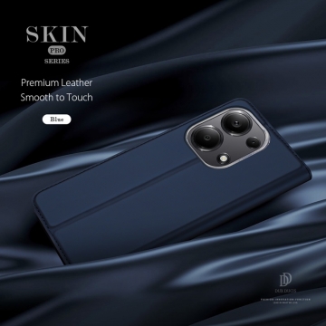 Чехол-книжка Dux Ducis Skin Pro для смартфона Xiaomi Redmi Note 13 Pro 4G / Xiaomi Poco M6 Pro, горизонтальный флип, искусственная кожа, накладка из термополиуретана, встроенные магниты для фиксации чехла в закрытом и открытом состоянии, отделение для платёжных карт / визиток, возможность трансформации чехла в подставку для просмотра видео, чёрный, синий, золотой, розовый, Киев, Київ