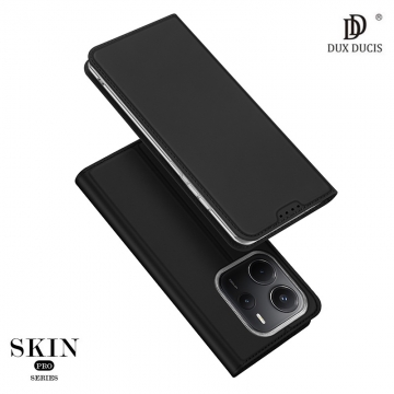 Чехол-книжка Dux Ducis Skin Pro для смартфона Xiaomi Redmi Note 14 4G, горизонтальный флип, искусственная кожа, накладка из термополиуретана, встроенные магниты для фиксации чехла в закрытом и открытом состоянии, отделение для платёжных карт / визиток, возможность трансформации чехла в подставку для просмотра видео, чёрный, синий, золотой, розовый, Киев, Київ