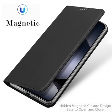 Чехол-книжка Dux Ducis Skin Pro для смартфона Xiaomi Redmi Note 14 4G, горизонтальный флип, искусственная кожа, накладка из термополиуретана, встроенные магниты для фиксации чехла в закрытом и открытом состоянии, отделение для платёжных карт / визиток, возможность трансформации чехла в подставку для просмотра видео, чёрный, синий, золотой, розовый, Киев, Київ
