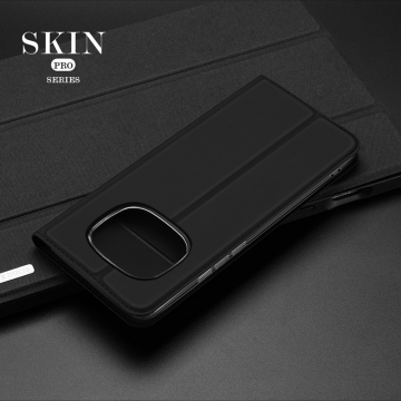 Чехол-книжка Dux Ducis Skin Pro для смартфона Xiaomi Redmi Note 14 Pro 4G, горизонтальный флип, искусственная кожа, накладка из термополиуретана, встроенные магниты для фиксации чехла в закрытом и открытом состоянии, отделение для платёжных карт / визиток, возможность трансформации чехла в подставку для просмотра видео, чёрный, синий, золотой, розовый, Киев, Київ