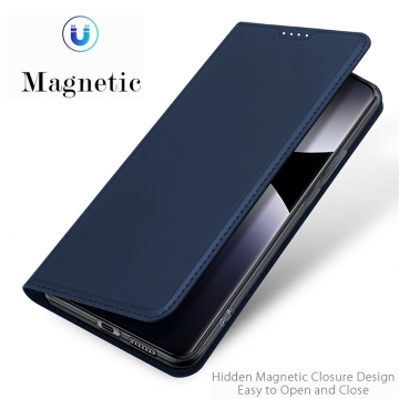 Чехол-книжка Dux Ducis Skin Pro для смартфона Xiaomi Redmi Note 14 Pro 4G, горизонтальный флип, искусственная кожа, накладка из термополиуретана, встроенные магниты для фиксации чехла в закрытом и открытом состоянии, отделение для платёжных карт / визиток, возможность трансформации чехла в подставку для просмотра видео, чёрный, синий, золотой, розовый, Киев, Київ