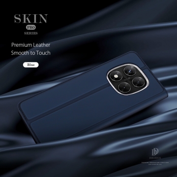 Чехол-книжка Dux Ducis Skin Pro для смартфона Xiaomi Redmi Note 14 Pro 4G, горизонтальный флип, искусственная кожа, накладка из термополиуретана, встроенные магниты для фиксации чехла в закрытом и открытом состоянии, отделение для платёжных карт / визиток, возможность трансформации чехла в подставку для просмотра видео, чёрный, синий, золотой, розовый, Киев, Київ