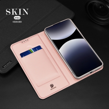 Чехол-книжка Dux Ducis Skin Pro для смартфона Xiaomi Redmi Note 14 Pro 4G, горизонтальный флип, искусственная кожа, накладка из термополиуретана, встроенные магниты для фиксации чехла в закрытом и открытом состоянии, отделение для платёжных карт / визиток, возможность трансформации чехла в подставку для просмотра видео, чёрный, синий, золотой, розовый, Киев, Київ