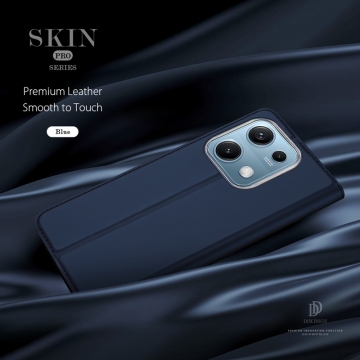 Чехол-книжка Dux Ducis Skin Pro для смартфона Xiaomi Redmi Note 14S, горизонтальный флип, искусственная кожа, накладка из термополиуретана, встроенные магниты для фиксации чехла в закрытом и открытом состоянии, отделение для платёжных карт / визиток, возможность трансформации чехла в подставку для просмотра видео, чёрный, синий, золотой, розовый, Киев, Київ