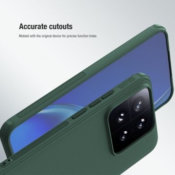 Чохол-накладка Nillkin Super Frosted Shield Pro для смартфона Xiaomi 14, задня панель з полікарбоната + рама з термополіуретана, поєднання жорсткості з гнучкістю, додатковий захист кутів смартфона кутовими бамперами, накладки на кнопки живлення й регулювання гучності, чорний, синій, зелений, червоний, Київ, Киев