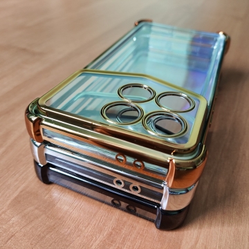 Чохол-накладка з кольоровим покриттям для Xiaomi Poco F6 Pro / Xiaomi Redmi K70 / Xiaomi Redmi K70 Pro, прозорий термополіуретан, виділені кольором рама і блок камер, додатковий захист кутів смартфона «повітряними подушками», захист блоку камер, накладка на кнопки регулювання гучності, Київ, Киев