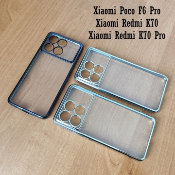 Чохол-накладка з кольоровим покриттям для Xiaomi Poco F6 Pro / Xiaomi Redmi K70 / Xiaomi Redmi K70 Pro Чохол-накладка з кольоровим покриттям для Xiaomi Poco F6 Pro / Xiaomi Redmi K70 / Xiaomi Redmi K70 Pro, прозорий термополіуретан, виділені кольором рама і блок камер, додатковий захист кутів смартфона «повітряними подушками», накладка на кнопки регулювання гучності, Київ, Киев