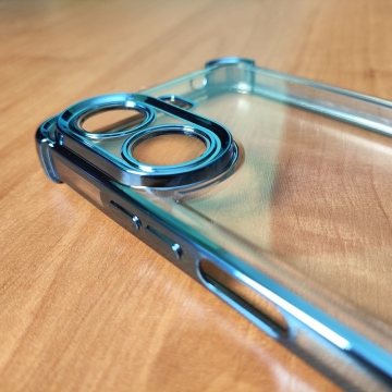 Чохол-накладка з кольоровим покриттям для Xiaomi Redmi 13C / Xiaomi Poco C65, прозорий термополіуретан, виділені кольором рама і блок камер, додатковий захист кутів смартфона «повітряними подушками», захист блоку камер, накладка на кнопки регулювання гучності, Київ, Киев