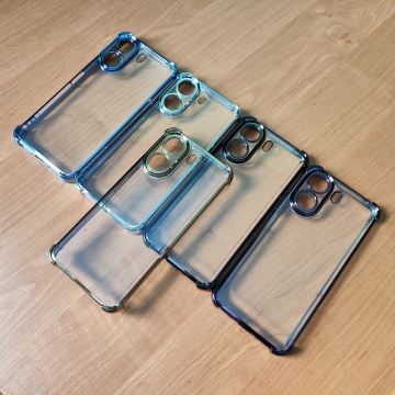 Чохол-накладка з кольоровим покриттям для Xiaomi Redmi 13C / Xiaomi Poco C65, прозорий термополіуретан, виділені кольором рама і блок камер, додатковий захист кутів смартфона «повітряними подушками», захист блоку камер, накладка на кнопки регулювання гучності, Київ, Киев