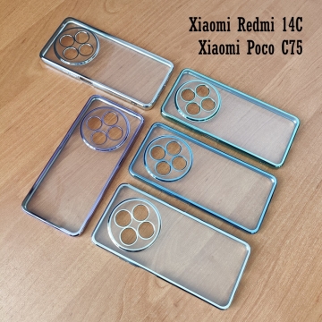 Чохол-накладка з кольоровим покриттям для Xiaomi Redmi 14C / Xiaomi Poco C75 Чохол-накладка з кольоровим покриттям для Xiaomi Redmi 14C / Xiaomi Poco C75, прозорий термополіуретан, виділені кольором рама і блок камер, додатковий захист кутів смартфона «повітряними подушками», накладка на кнопки регулювання гучності, Київ, Киев
