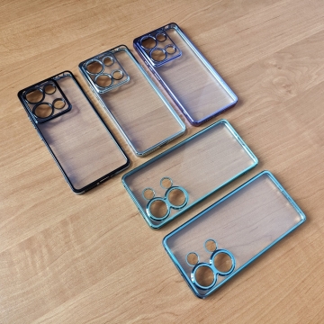 Чохол-накладка з кольоровим покриттям для Xiaomi Redmi Note 13 Pro 4G / Xiaomi Poco M6 Pro, прозорий термополіуретан, виділені кольором рама і блок камер, додатковий захист кутів смартфона «повітряними подушками», накладка на кнопки регулювання гучності, Київ, Киев