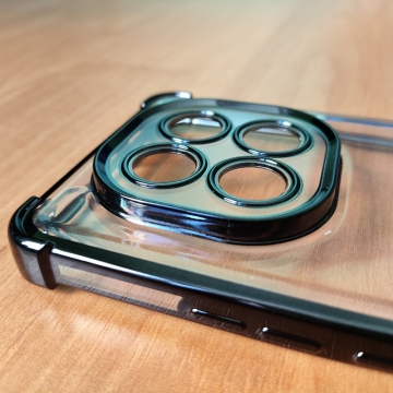 Чохол-накладка з кольоровим покриттям для Xiaomi Redmi Note 14 Pro+ 5G, прозорий термополіуретан, виділені кольором рама і блок камер, додатковий захист кутів смартфона «повітряними подушками», накладка на кнопки регулювання гучності, Київ, Киев