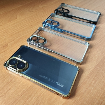 Чохол-накладка з кольоровим покриттям для смартфона Xiaomi Poco X7 Pro / Xiaomi Redmi Turbo 4, прозорий термополіуретан, виділені кольором рама і блок камер, додатковий захист кутів смартфона «повітряними подушками», захист блоку камер, накладка на кнопки регулювання гучності, Київ, Киев