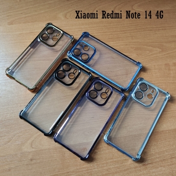 Чохол-накладка з кольоровим покриттям для Xiaomi Redmi Note 14 4G, прозорий термополіуретан, виділені кольором рама і блок камер, додатковий захист кутів смартфона «повітряними подушками», захист блоку камер, накладка на кнопки регулювання гучності, Київ, Киев