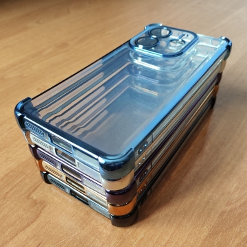 Чохол-накладка з кольоровим покриттям для Xiaomi Redmi Note 14 4G, прозорий термополіуретан, виділені кольором рама і блок камер, додатковий захист кутів смартфона «повітряними подушками», захист блоку камер, накладка на кнопки регулювання гучності, Київ, Киев