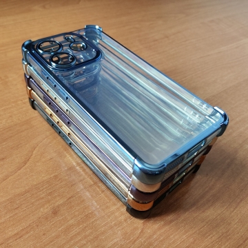 Чохол-накладка з кольоровим покриттям для Xiaomi Redmi Note 14 4G, прозорий термополіуретан, виділені кольором рама і блок камер, додатковий захист кутів смартфона «повітряними подушками», захист блоку камер, накладка на кнопки регулювання гучності, Київ, Киев