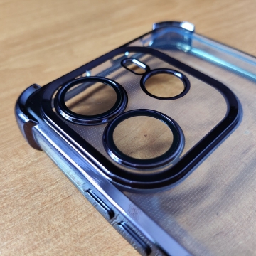 Чохол-накладка з кольоровим покриттям для Xiaomi Redmi Note 14 4G, прозорий термополіуретан, виділені кольором рама і блок камер, додатковий захист кутів смартфона «повітряними подушками», захист блоку камер, накладка на кнопки регулювання гучності, Київ, Киев