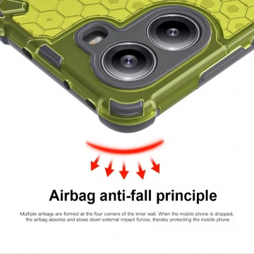 Чехол-накладка с рисунком в виде сот для смартфона Xiaomi Poco X7 Pro / Xiaomi Redmi Turbo 4, противоударный бампер, задняя панель из поликарбоната, рама из термополиуретана, сочетание жёсткости с гибкостью, дополнительная защита углов смартфона «воздушными подушками», накладка на кнопки регулировки громкости, чёрный + прозрачный, чёрный + серый, чёрный + красный, чёрный + синий, чёрный + зелёный, Киев, Київ