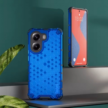 Чехол-накладка с рисунком в виде сот для смартфона Xiaomi Poco X7 Pro / Xiaomi Redmi Turbo 4, противоударный бампер, задняя панель из поликарбоната, рама из термополиуретана, сочетание жёсткости с гибкостью, дополнительная защита углов смартфона «воздушными подушками», накладка на кнопки регулировки громкости, чёрный + прозрачный, чёрный + серый, чёрный + красный, чёрный + синий, чёрный + зелёный, Киев, Київ