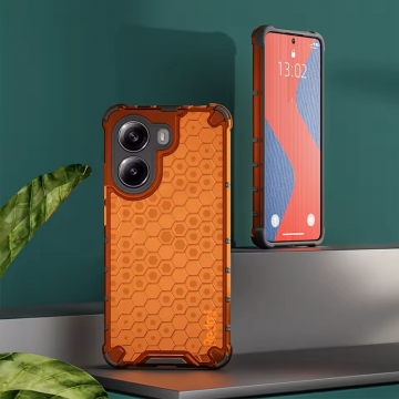 Чехол-накладка с рисунком в виде сот для смартфона Xiaomi Poco X7 Pro / Xiaomi Redmi Turbo 4, противоударный бампер, задняя панель из поликарбоната, рама из термополиуретана, сочетание жёсткости с гибкостью, дополнительная защита углов смартфона «воздушными подушками», накладка на кнопки регулировки громкости, чёрный + прозрачный, чёрный + серый, чёрный + красный, чёрный + синий, чёрный + зелёный, Киев, Київ