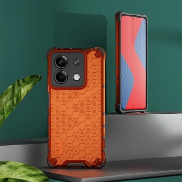 Чехол-накладка с рисунком в виде сот для смартфона Xiaomi Redmi Note 13 5G, противоударный бампер, задняя панель из поликарбоната, рама из термополиуретана, сочетание жёсткости с гибкостью, дополнительная защита углов смартфона «воздушными подушками», накладка на кнопки регулировки громкости, чёрный + прозрачный, чёрный + серый, чёрный + красный, чёрный + синий, чёрный + зелёный, Киев, Київ