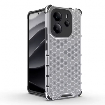 Чехол-накладка с рисунком в виде сот для смартфона Xiaomi Redmi Note 14 4G, противоударный бампер, задняя панель из поликарбоната, рама из термополиуретана, сочетание жёсткости с гибкостью, дополнительная защита углов смартфона «воздушными подушками», накладка на кнопки регулировки громкости, чёрный + прозрачный, чёрный + серый, чёрный + красный, чёрный + синий, чёрный + зелёный, Киев, Київ